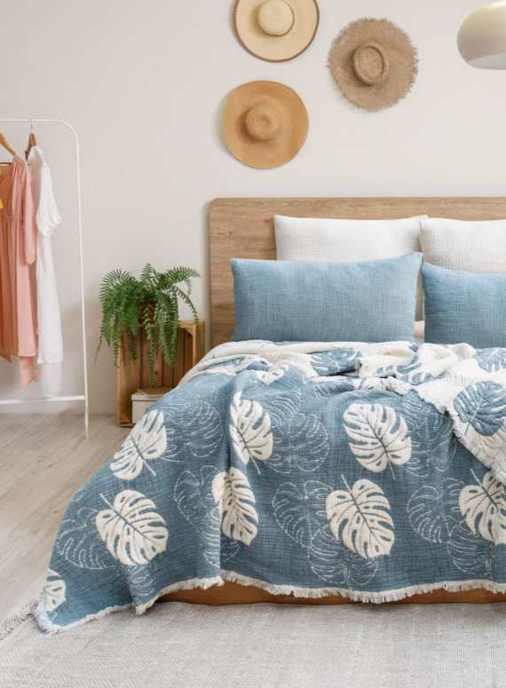 Муслінове покривало з наволочками Saheser Forest mavi євро Туреччина