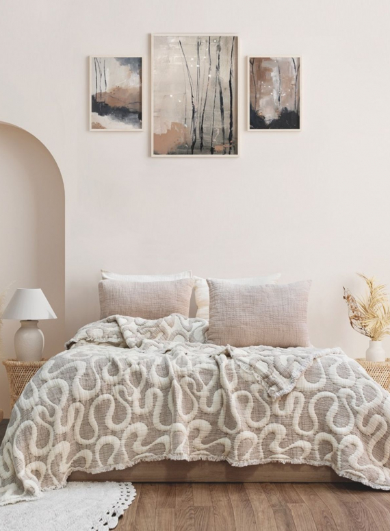 Муслінове покривало з наволочками Saheser Mervis bej євро Туреччина