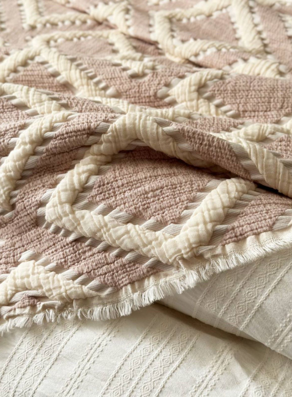 Муслінове покривало з наволочками Saheser Sonia krem-bej євро Туреччина