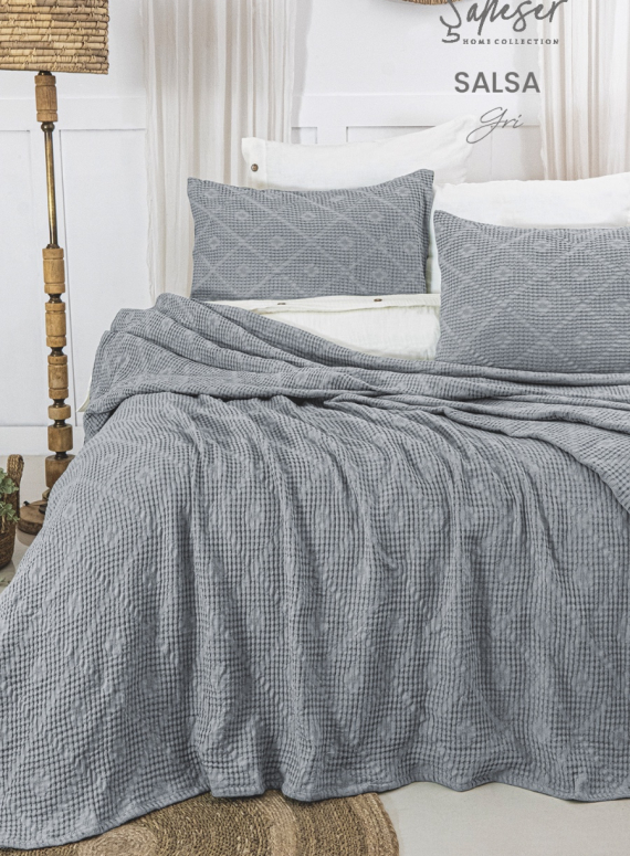 Жакардове покривало з наволочками Saheser Salsa gri євро Туреччина