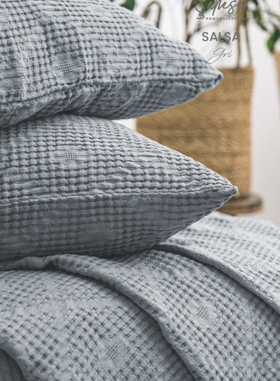 Жакардове покривало з наволочками Saheser Salsa gri євро Туреччина