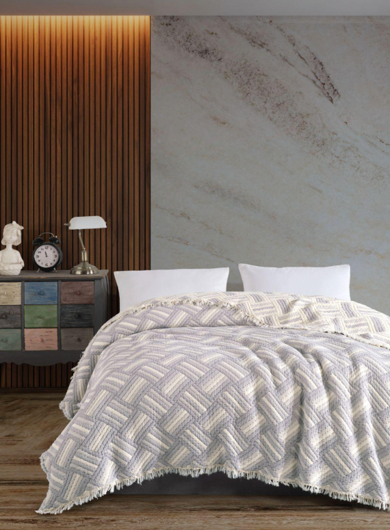 Муслиновое покрывало Morning mist Gri евро Турция