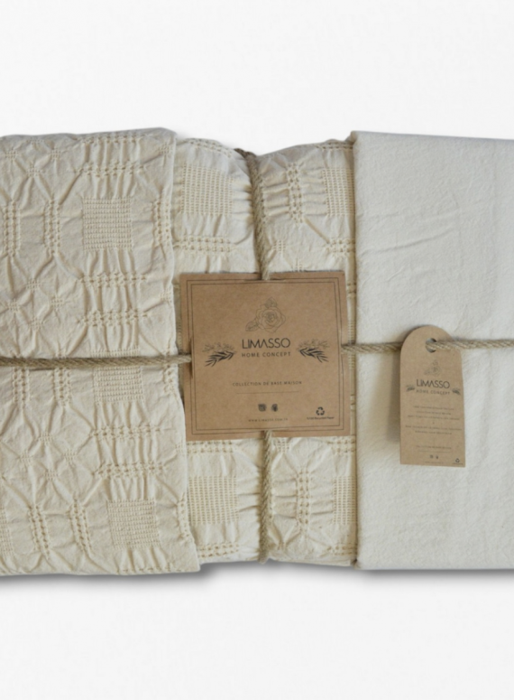 Эксклюзивное постельное белье Limasso Kristal Naturel 200x220 из вареного хлопка