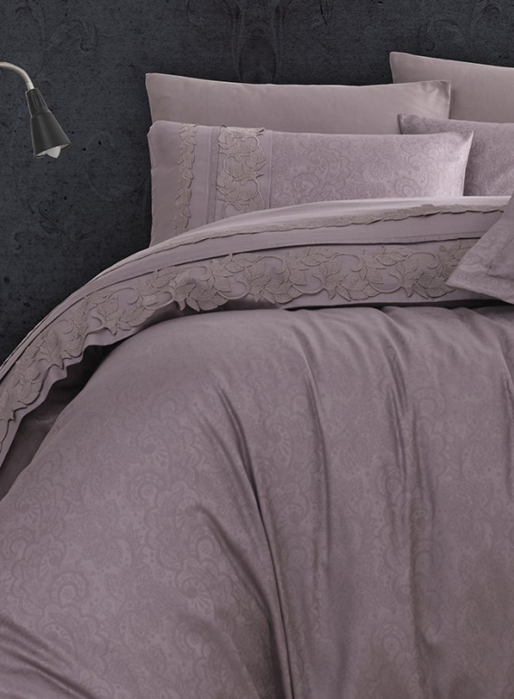 First choice April leylak-Lilac vip сатин постельное белье евро 200х220