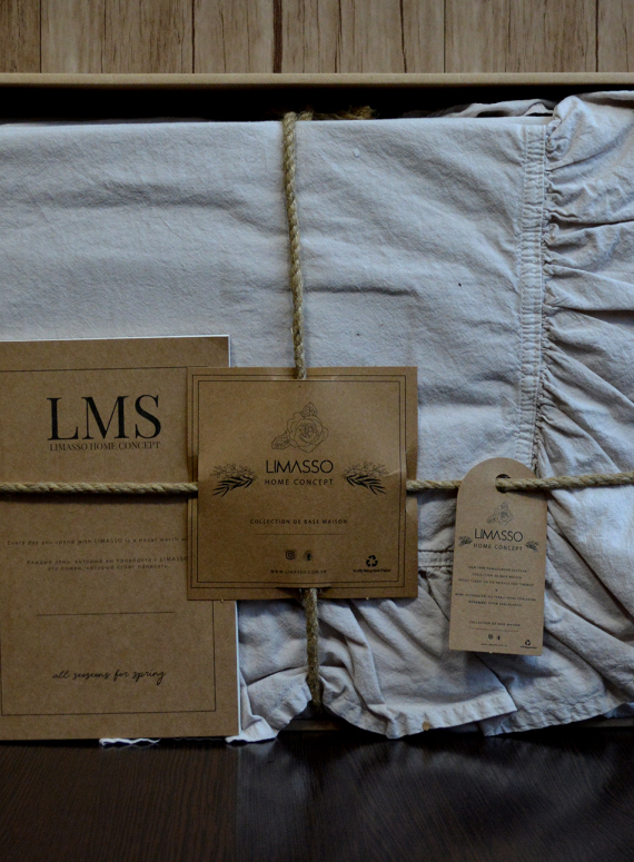 Ексклюзивна постільна білизна Limasso Exclusive Natural Krem 200x220 з вареної бавовни