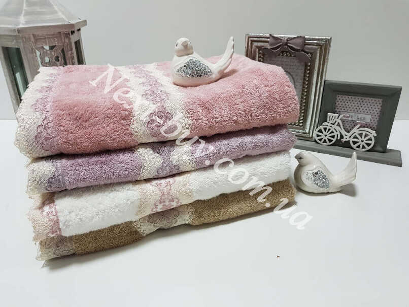 Maison D'or Vanessa бамбукові лицьові рушники з мереживом 50х100см