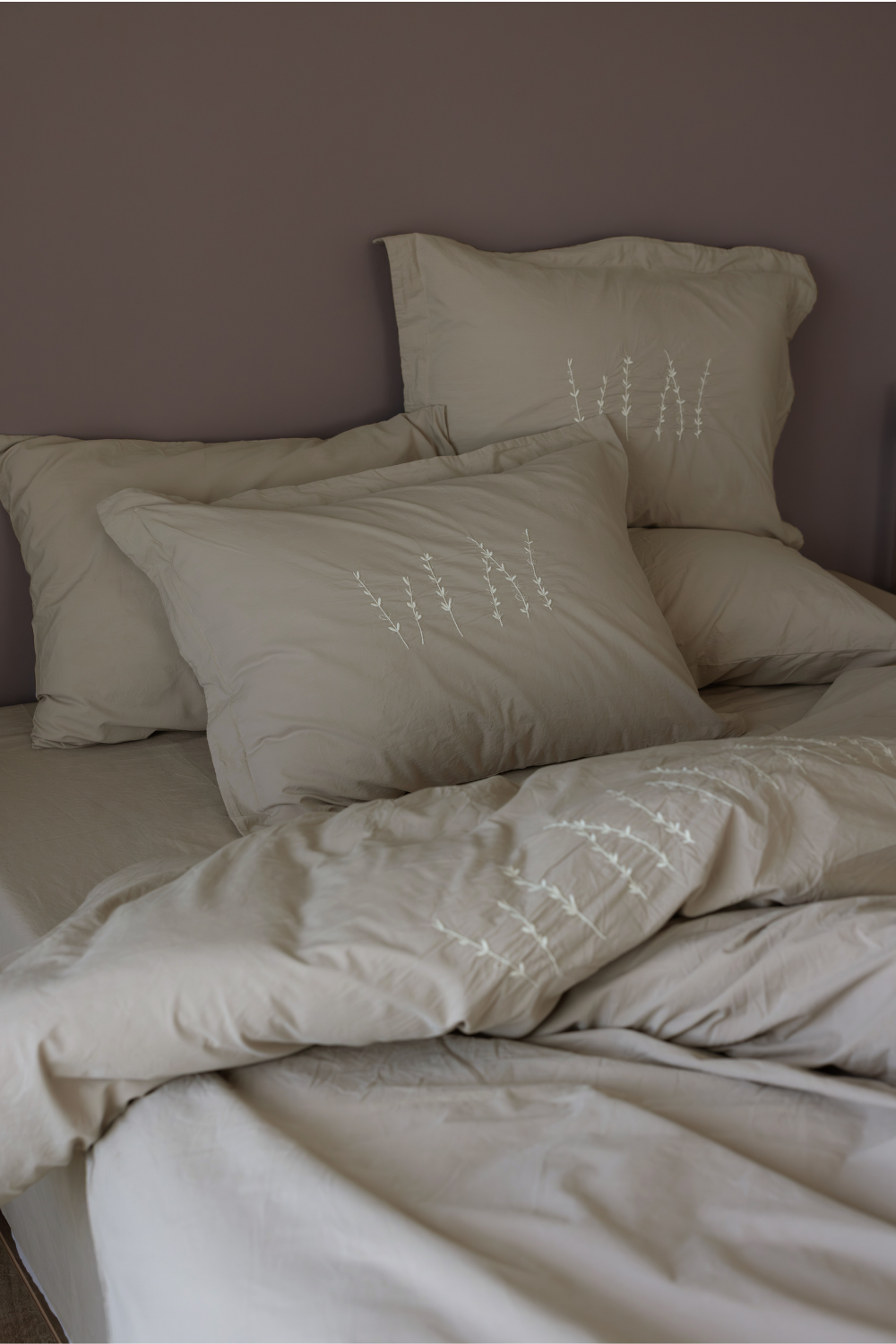 Постільна білизна BERTHE MINK Natural Cotton Series з вареної бавовни, євро комплект 200×220
