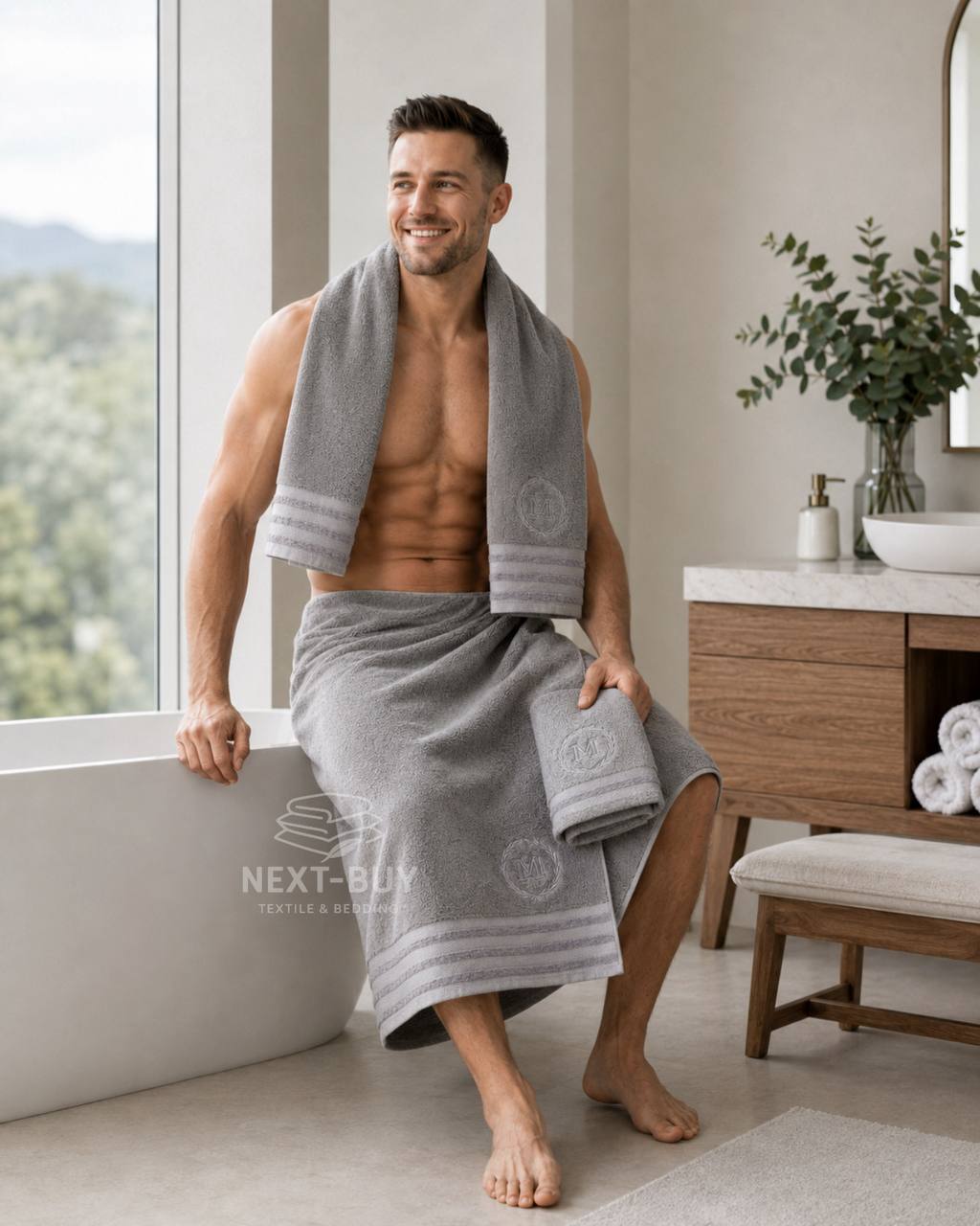 Maison D'or Delon Grey Cotton набір рушників для чоловіків сірий