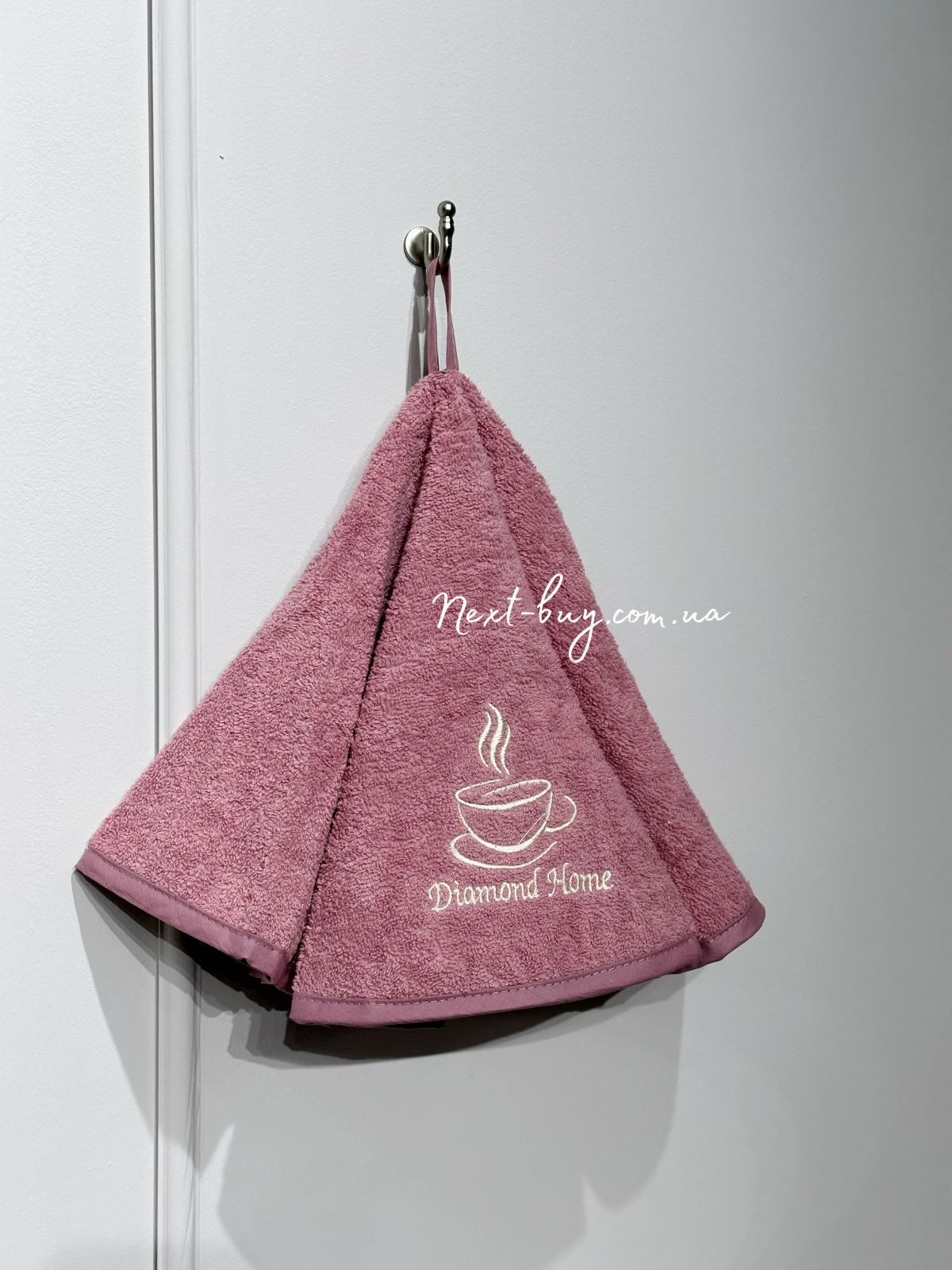 Diamond Round круглий махровий кухонний рушник 1шт 60х60 бавовна рожевий