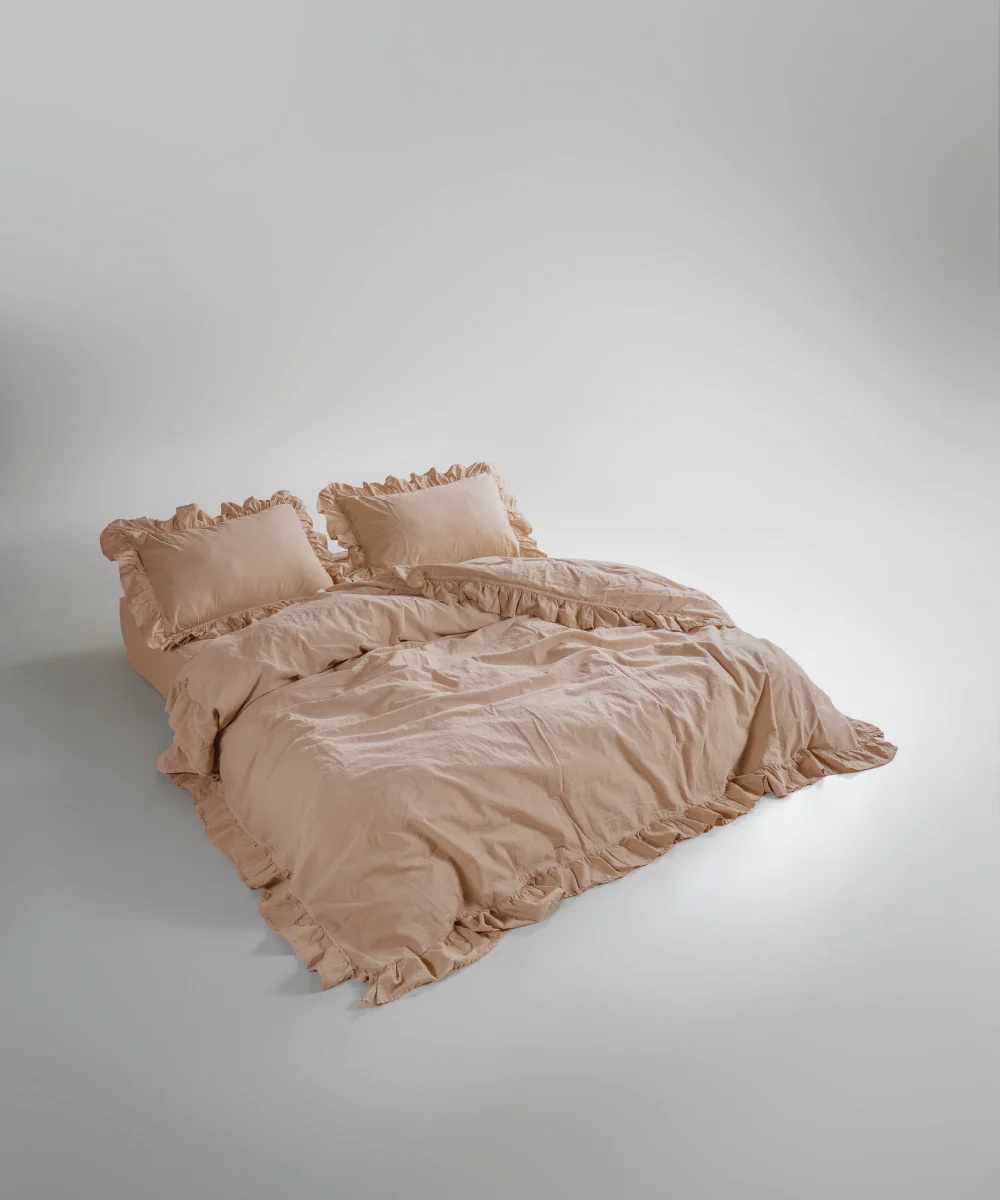 Сімейна ексклюзивна постільна білизна Limasso Exclusive Akdeniz Beji 160х220 (2шт) з вареної бавовни