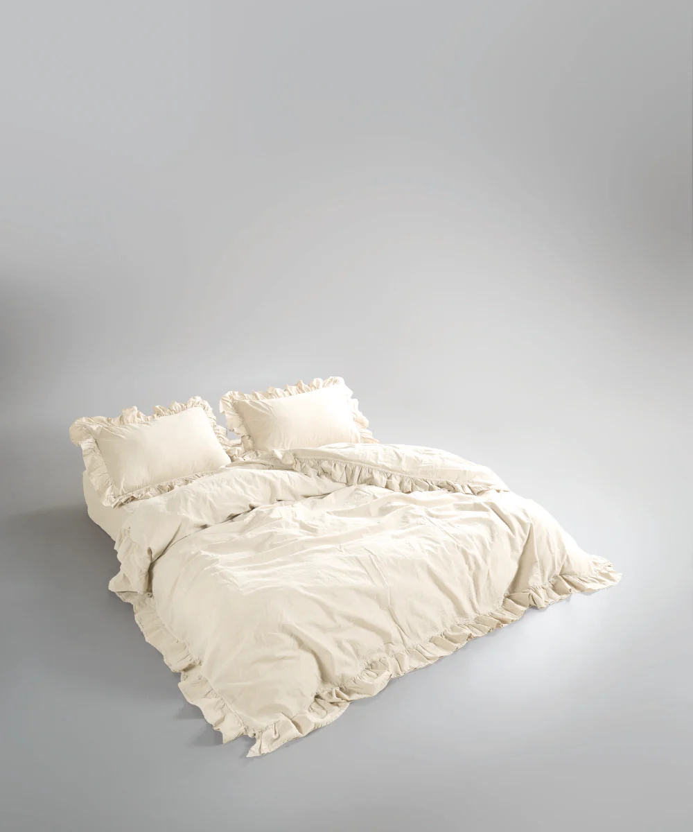 Сімейна ексклюзивна постільна білизна Limasso Exclusive Akdeniz Krem  160х220 (2шт) з вареної бавовни