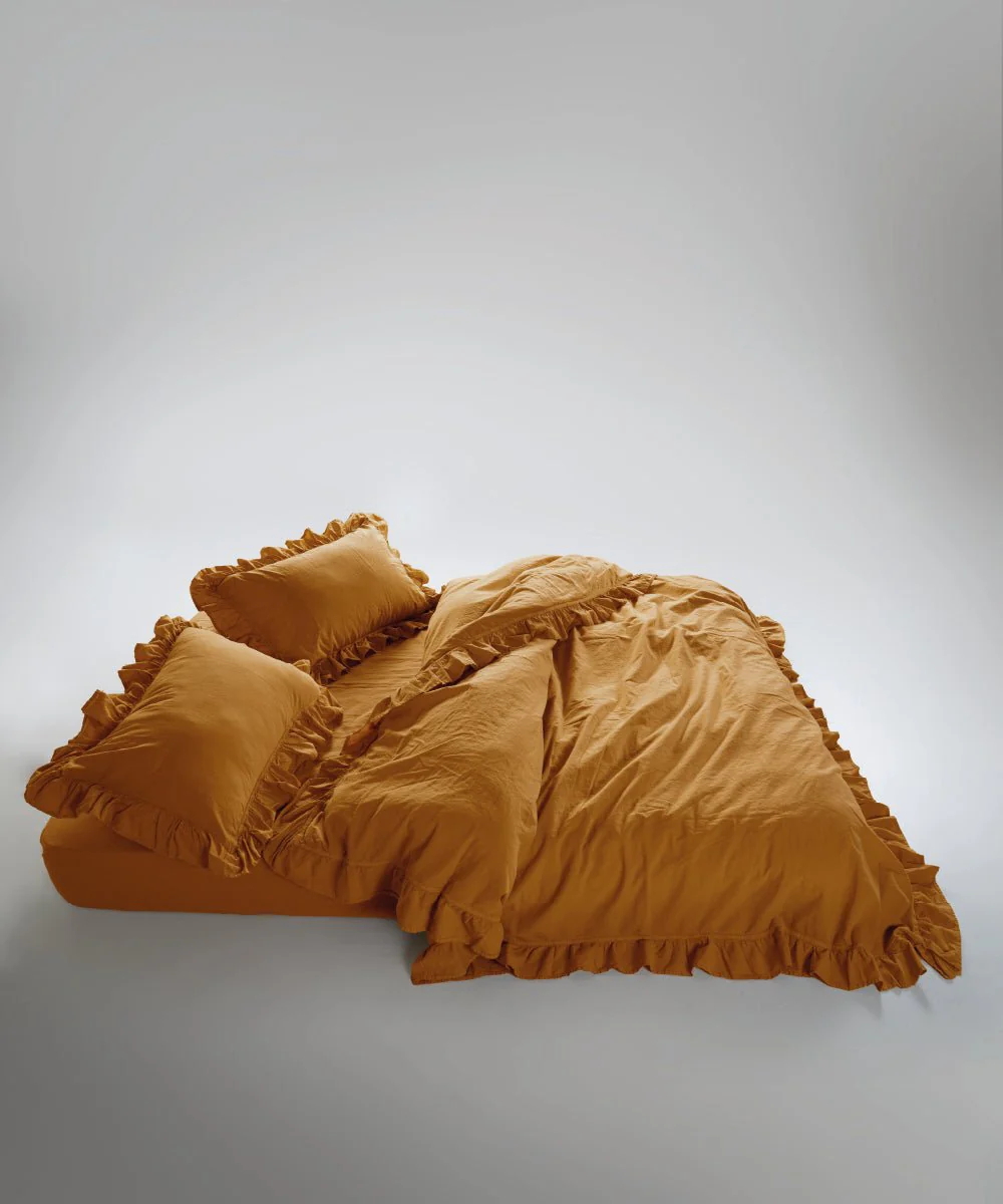 Ексклюзивна постільна білизна Limasso Exclusive Mustard 200x220 з вареної бавовни