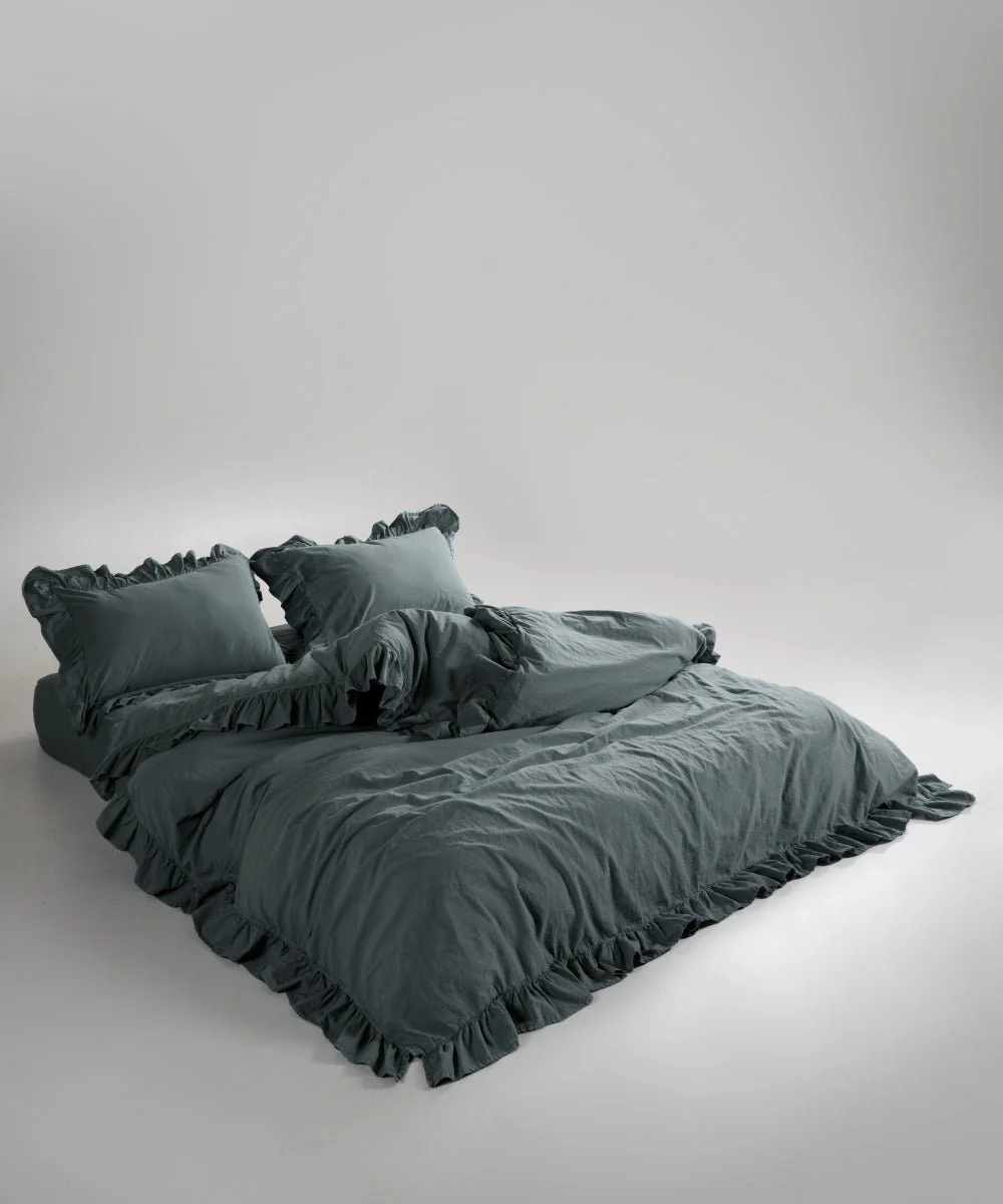 Ексклюзивна постільна білизна Limasso Exclusive Natural Grey 200x220 з вареної бавовни