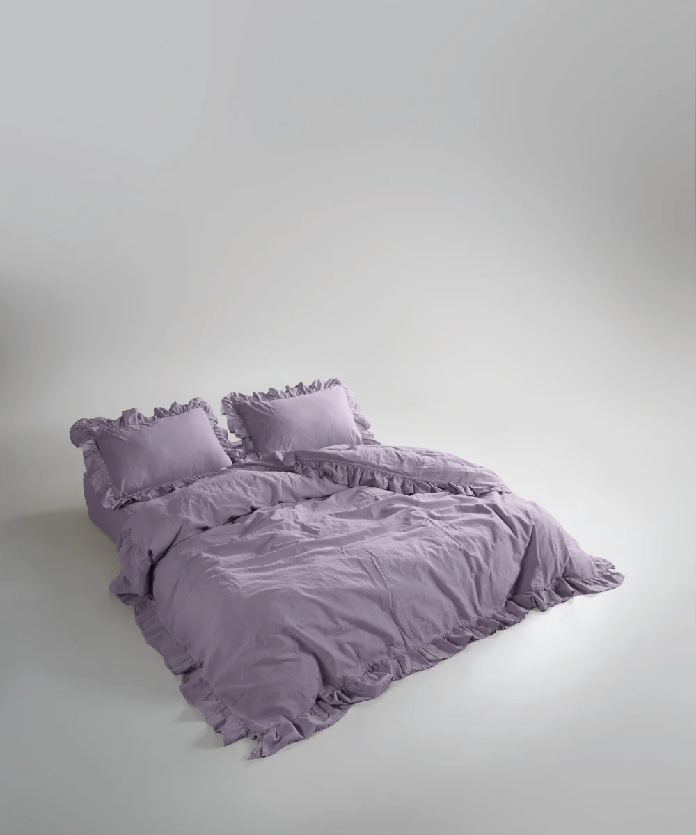 Ексклюзивна постільна білизна Limasso Exclusive Natural Violet 200x220 з вареної бавовни
