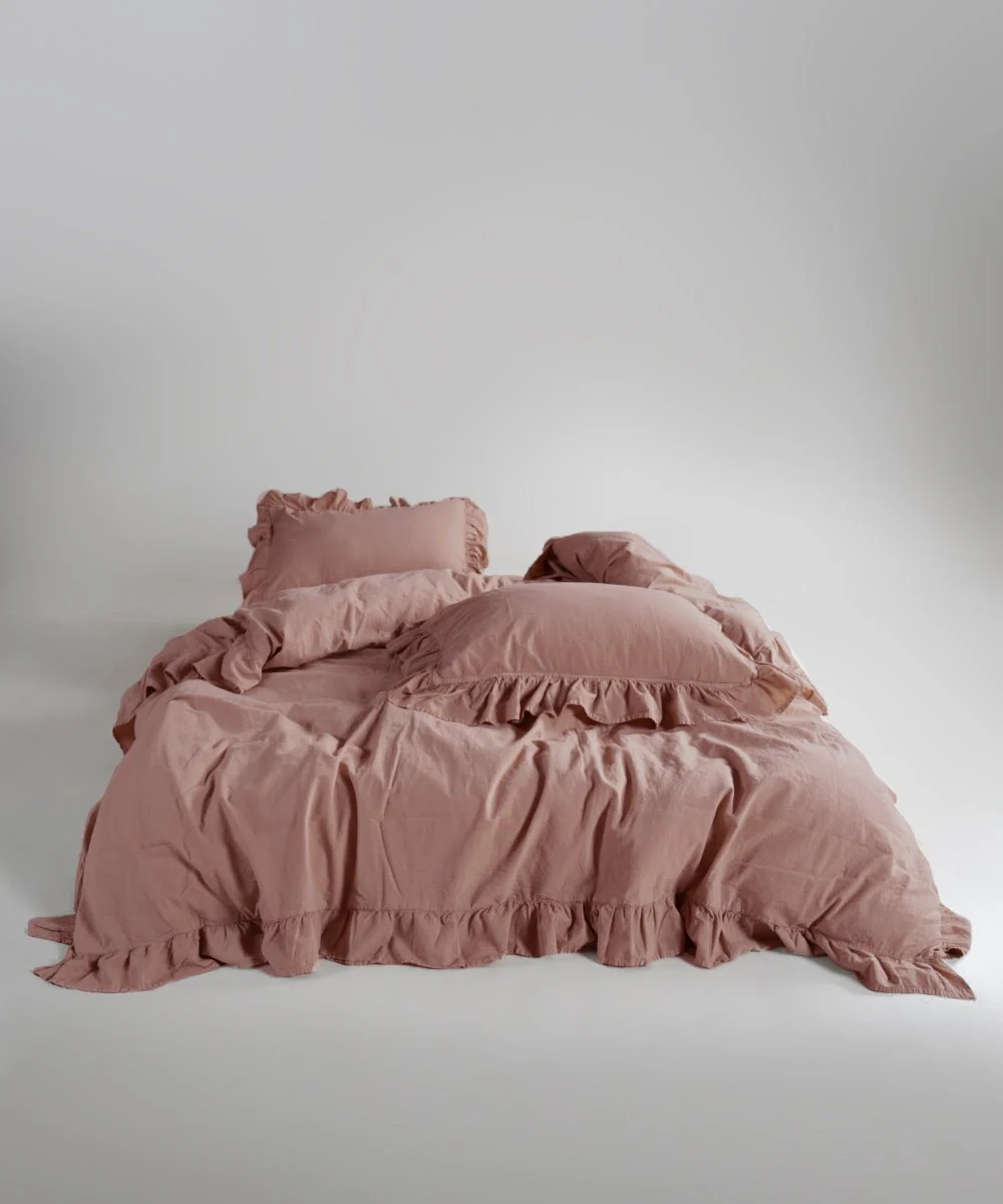 Сімейна ексклюзивна постільна білизна Limasso Exclusive Old Rose 160х220 (2шт) з вареної бавовни