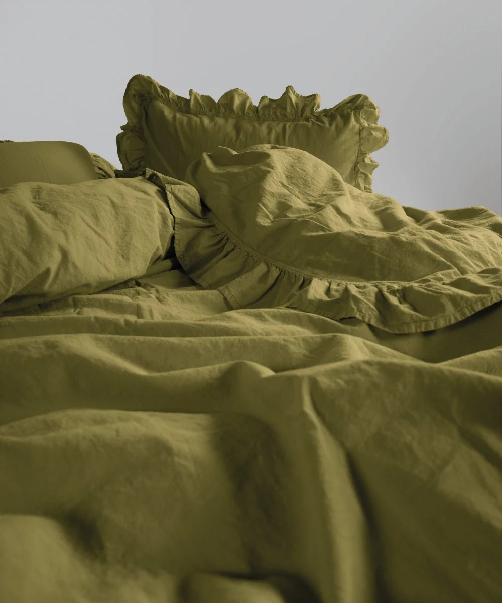 Сімейна ексклюзивна постільна білизна Limasso Exclusive Olive 160х220 (2шт) з вареної бавовни