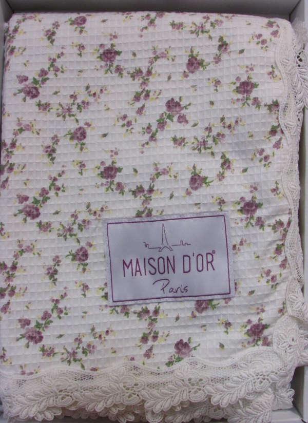 Maison D'or Roses покривало вафельне з мереживом 220x240см