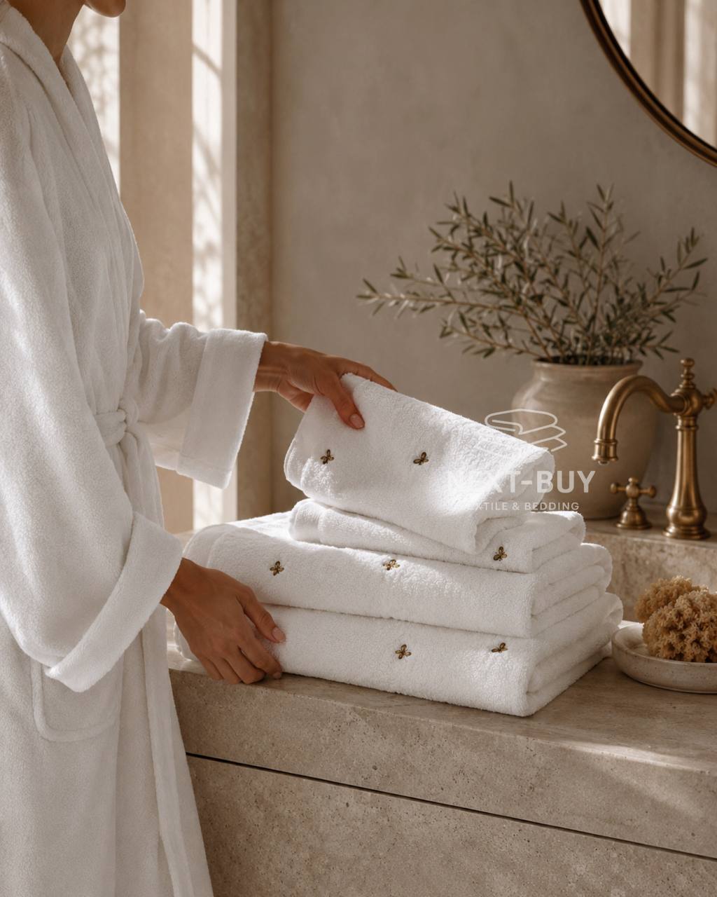 Набір махрових рушників Maison D'or Reve de Papillon white-brown 3шт. бавовна
