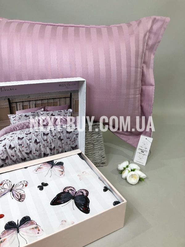 Maison D'or Butterfly Valley dark lilac постільна білизна євро 200х220 сатин