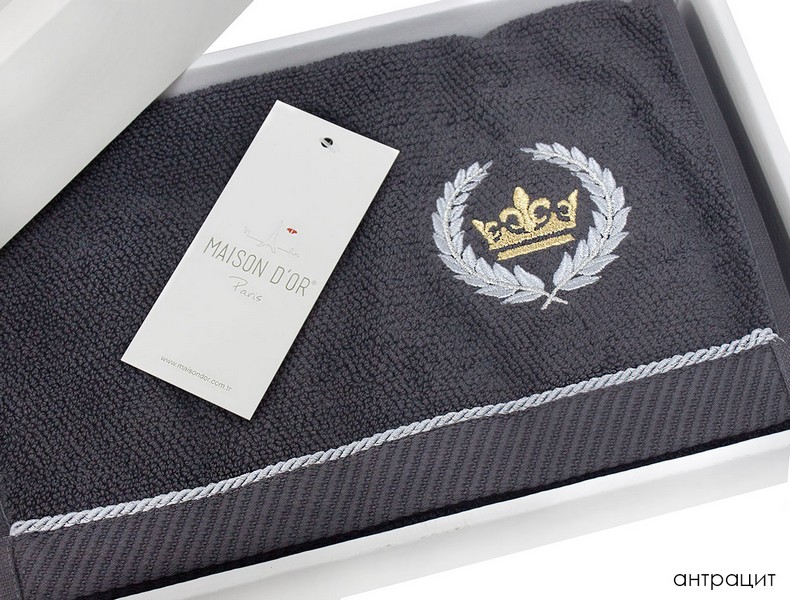 Maison D'or Pierre Loti набір махрових рушників 4 шт 30х50 антрацит із золотою вишивкою