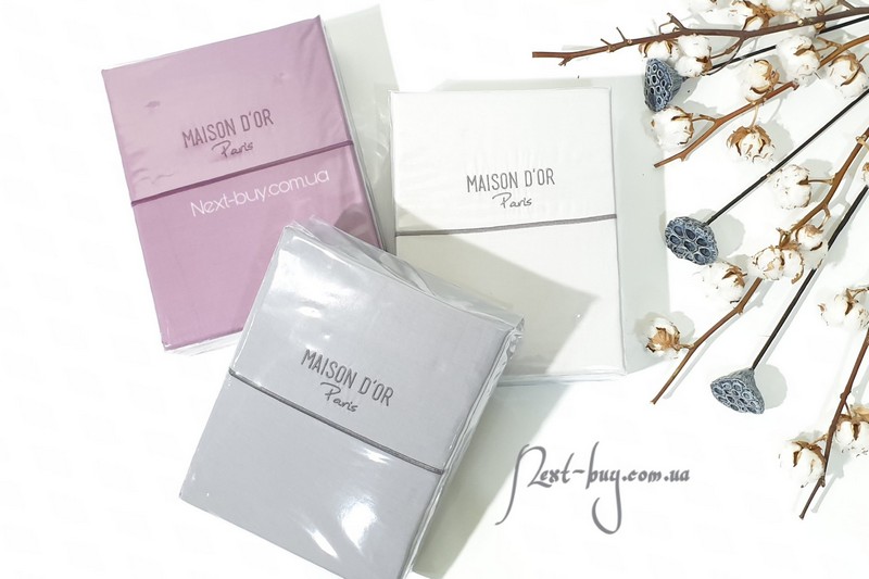 Maison Dor Spring Embroidery duvet cover set однотонна постільна білизна 200х220 світло-сіра