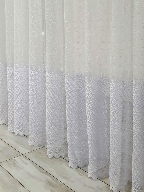 Фатин з вишивкою "Krisia" білий Туреччина