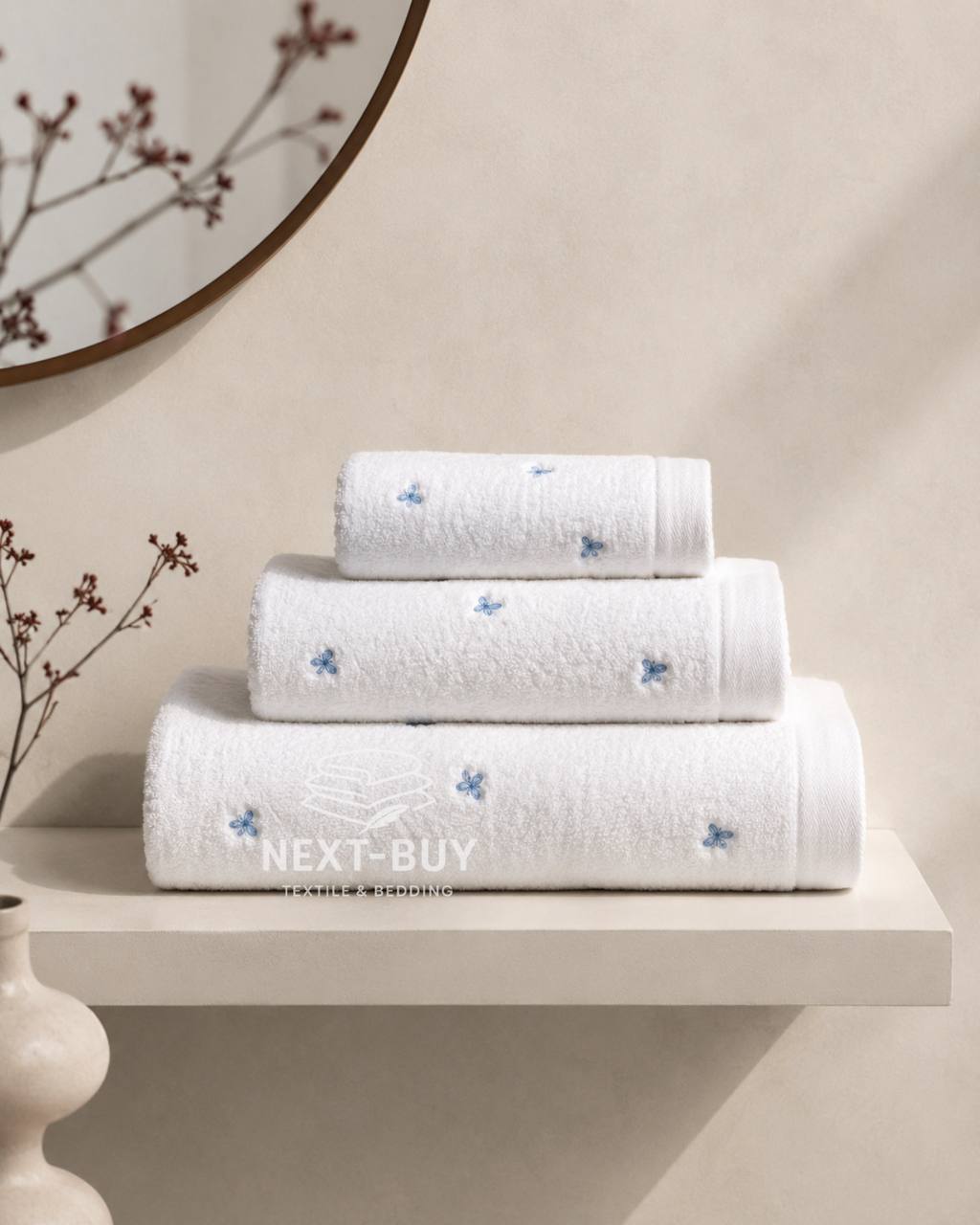 Mахровий рушник для обличчя Maison Dor Soft Butterflies white-blue 50х100 хлопок