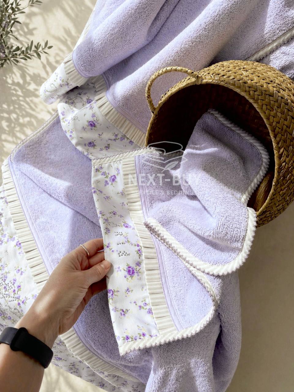 Набір бамбукових рушників Maison D'or Roses Lilac 3шт бузковий