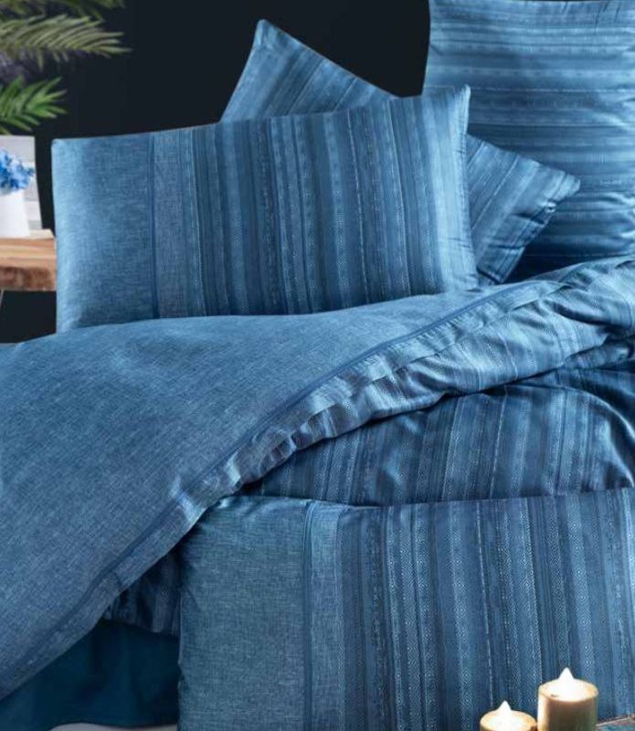 Постільна білизна Talya Blue La Romano premium сатин евро 200х220