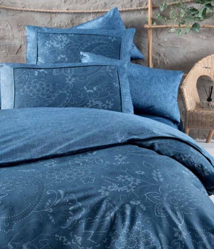 Постільна білизна Theron Blue La Romano premium сатин евро 200х220