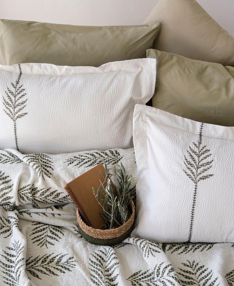 Постільна білизна з піке Olive earth kahve євро