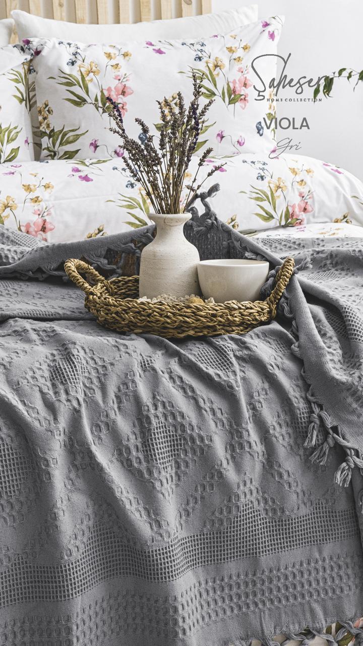 Літній набір постільної білизни з піке Saheser Viola gri євро
