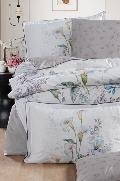 Постільна білизна Tunar Grey La Romano premium сатин евро 200х220