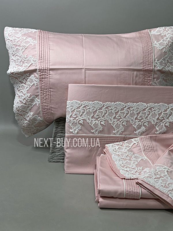 Постільна білизна Maison D'or Gloria Rose 200x220см сатин з мереживом