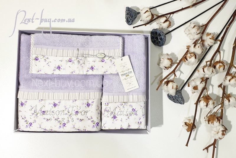 Набір бамбукових рушників Maison D'or Roses 3шт бузковий