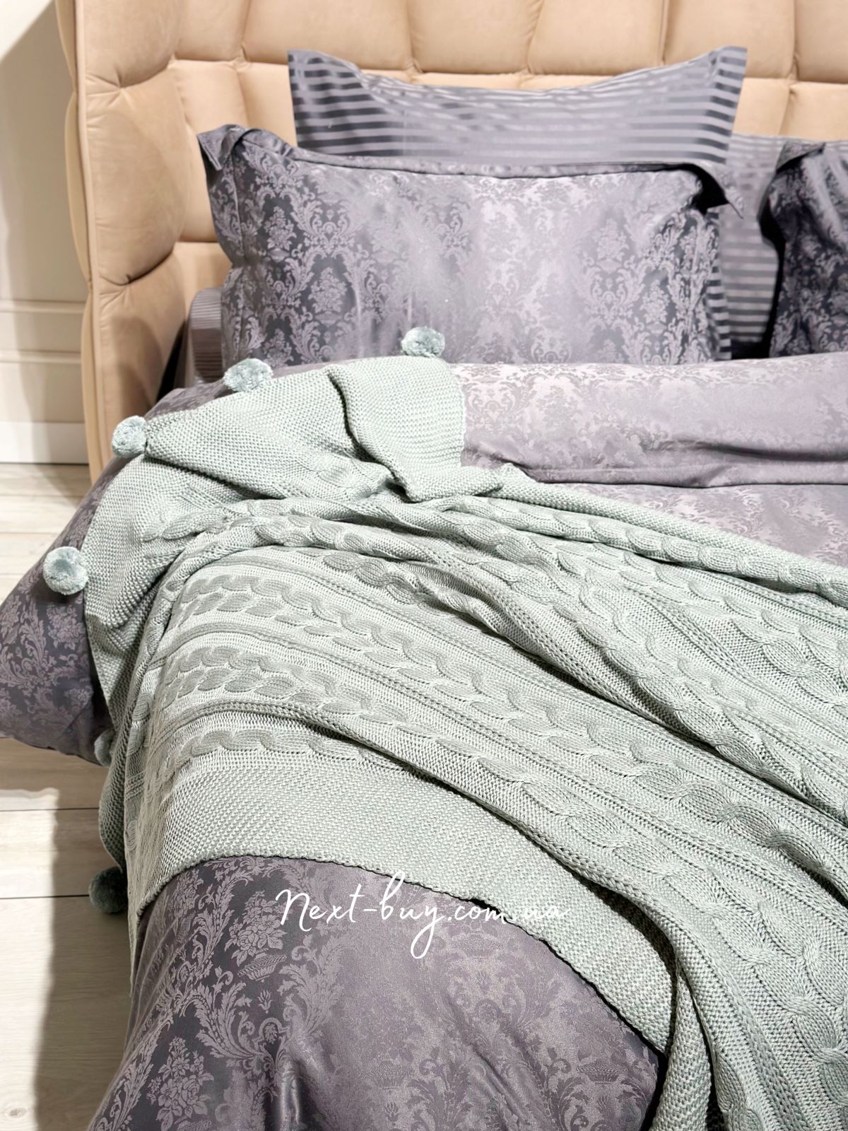 Diamond Mora green вязаный плед 130х170 Турция