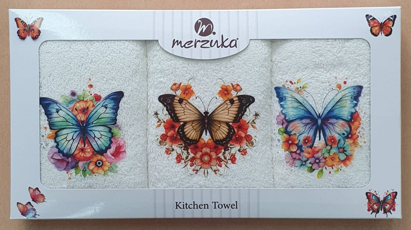 Набір кухонних рушників Merzuka Butterflies on bouquets 3шт. 30х50см