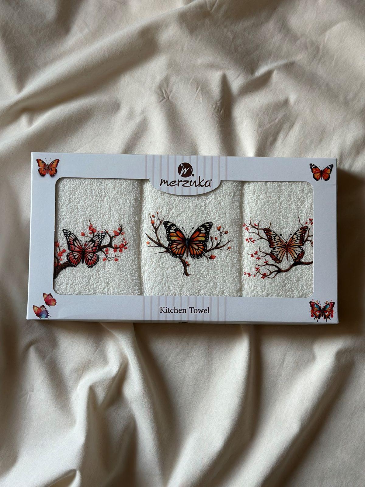 Набір кухонних рушників Merzuka Butterflies on branches 3шт. 30х50см