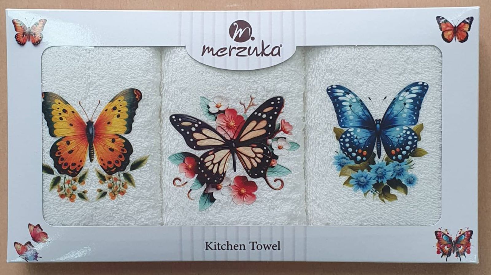 Набір кухонних рушників Merzuka Butterfly in flowers 3шт. 30х50см