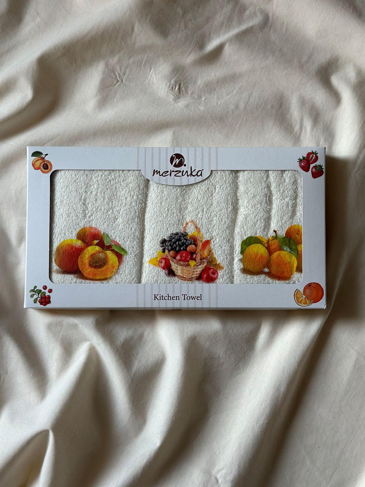 Набір кухонних рушників Merzuka Fruits and apricots 3шт. 30х50см