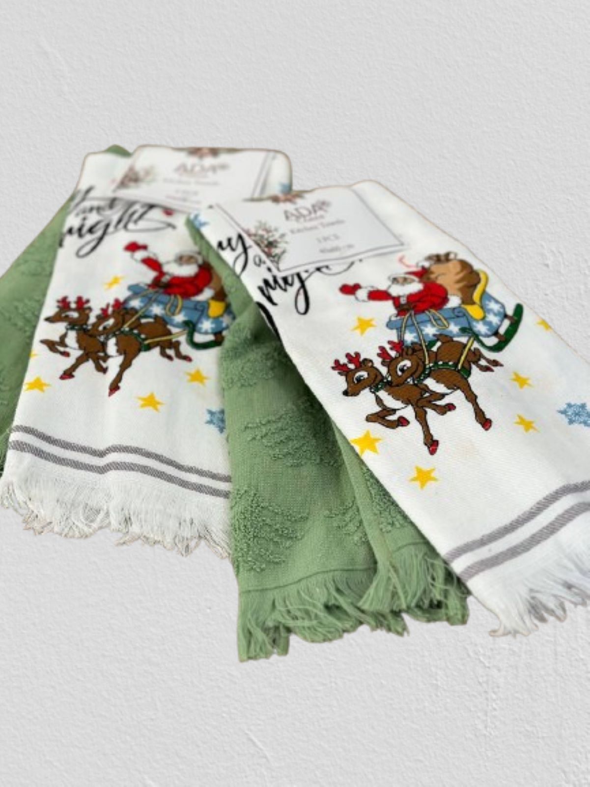 Набір кухонних рушників Ada Merry Christmas yesil 2шт. 40х60