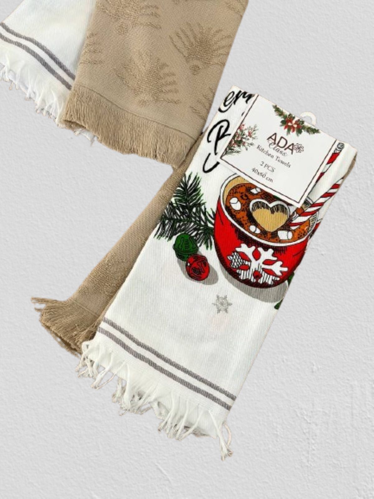 Набір кухонних рушників Ada Merry Christmas bej 2шт. 40х60