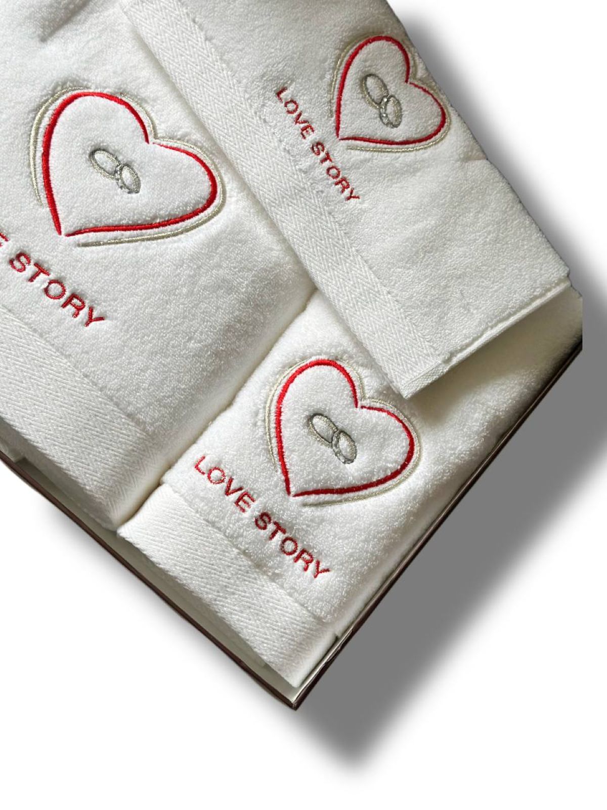 Набір бавовняних рушників Maison D'or Love story Four stone ring white 3шт