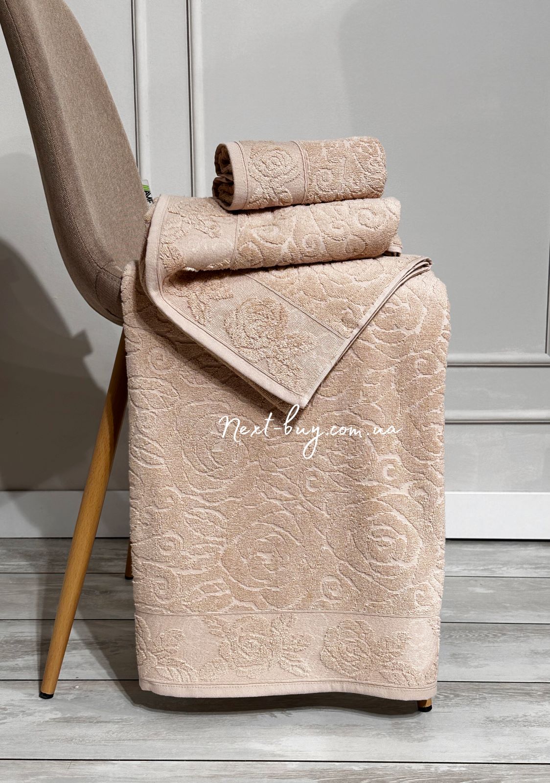 Набір бавовняних рушників Maison D'or Garden Rose beige 3шт