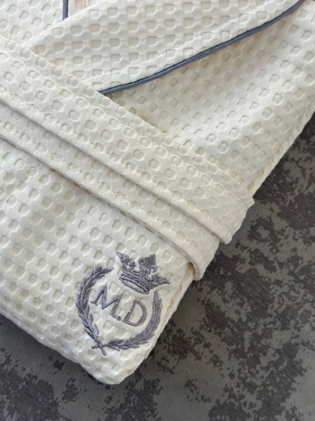 Чоловічий вафельний халат Maison D'or Karius Ecru