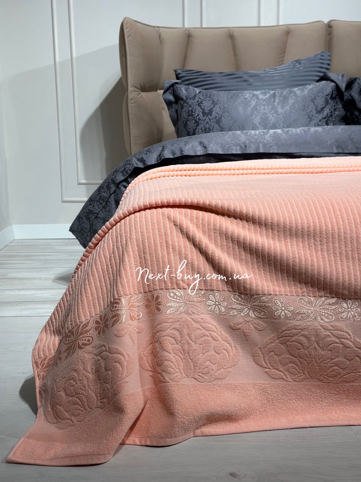 Махровая простынь-покрывало Gulcan Lively somon евро 200X220 хлопок