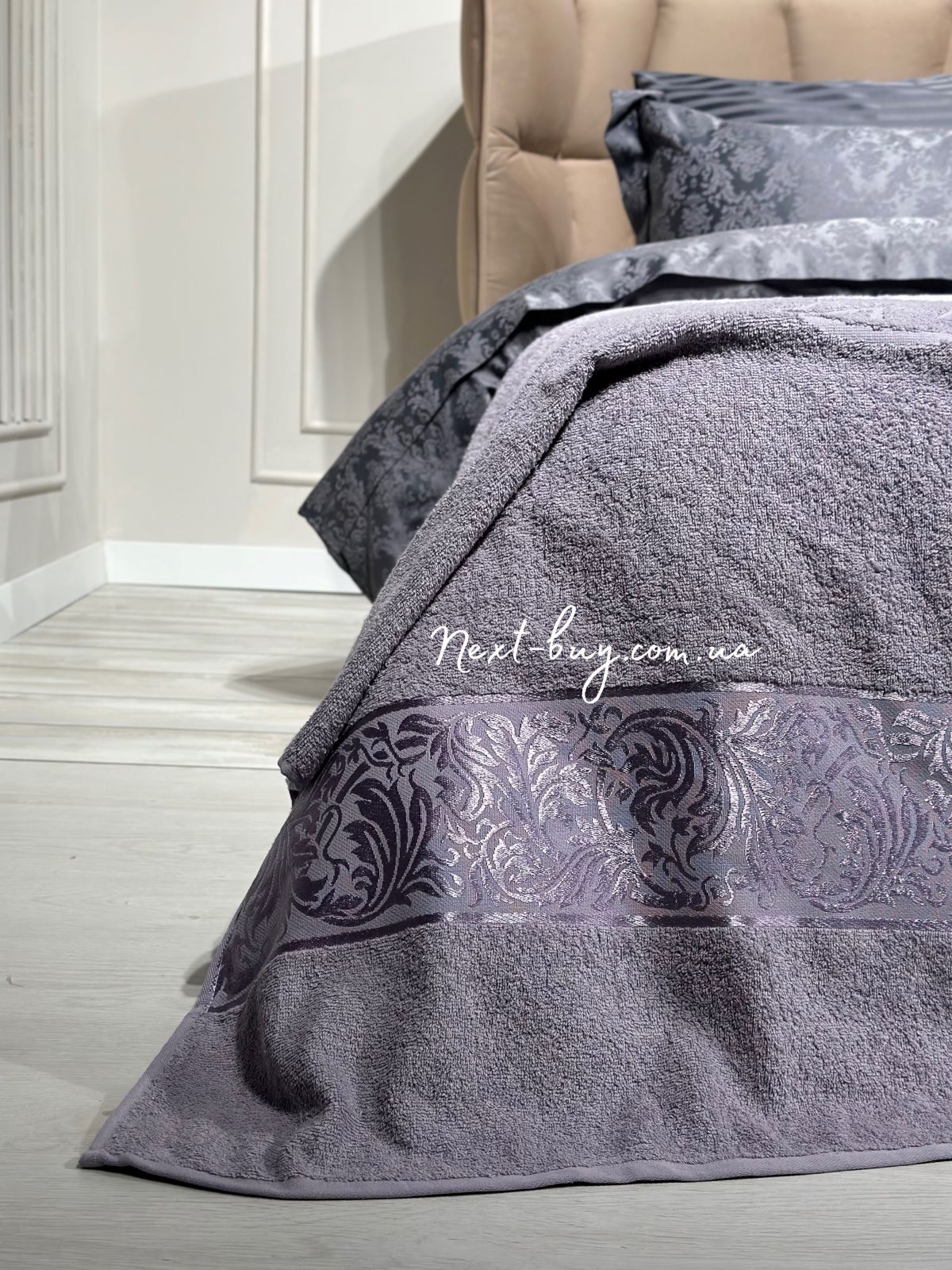 LuiSa махровая простынь-покрывало хлопок евро 200X220 сиреневая