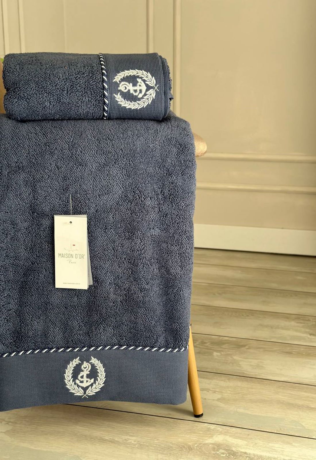 Махровий рушник Maison D'or Michel Sailing 50х100см блакитний