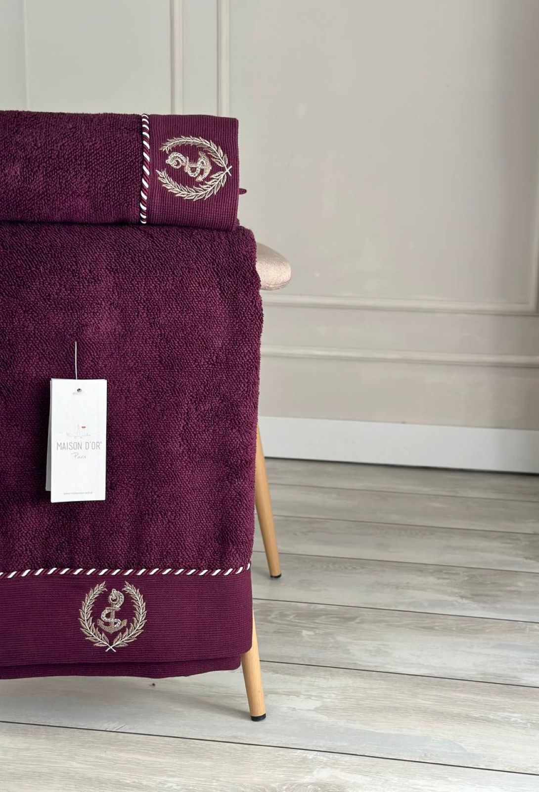 Махровий рушник Maison D'or Michel Sailing 85х150см бордовий