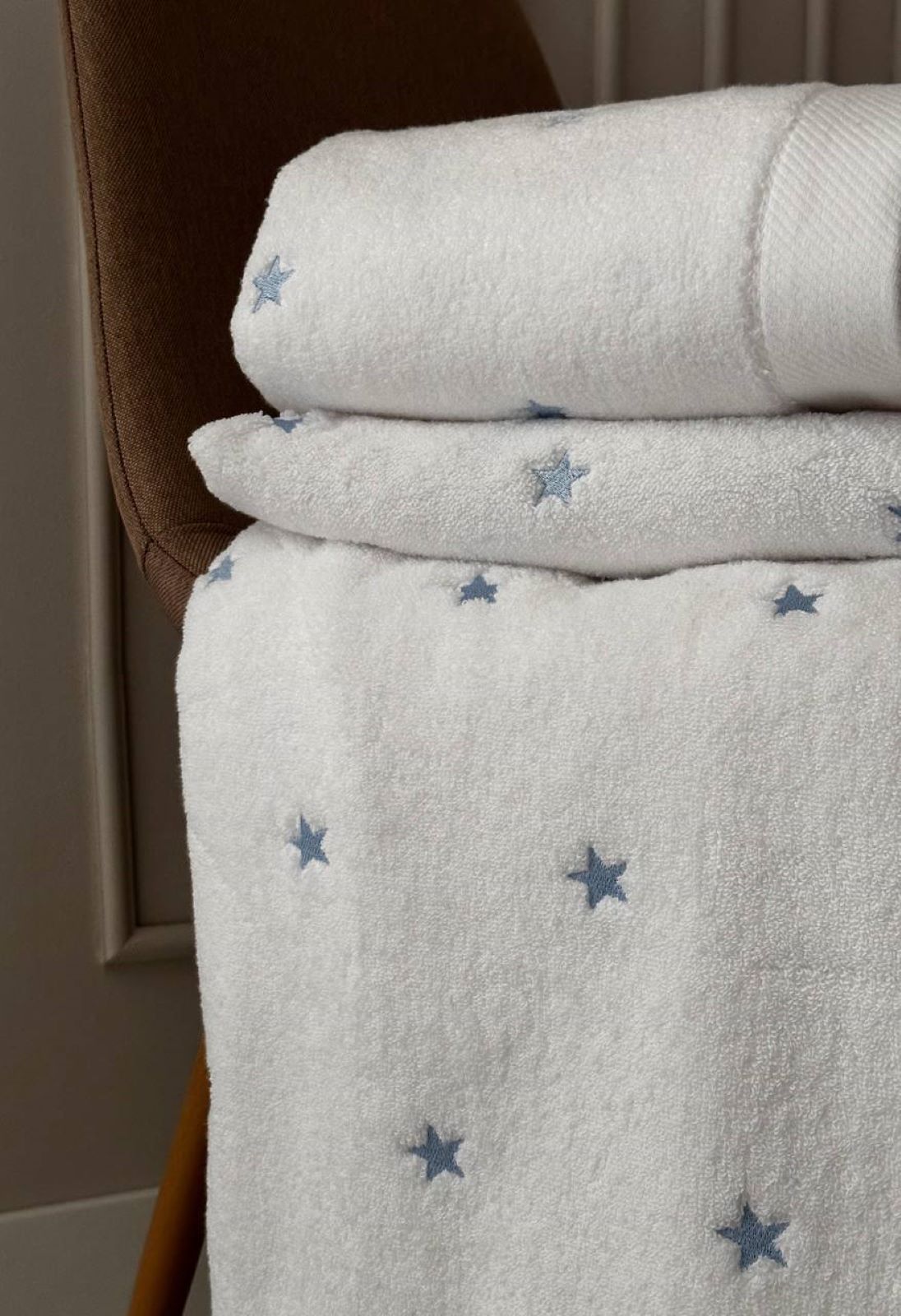 Махровий рушник для бані Cestepe Stars white-blue 70х140 Туреччина